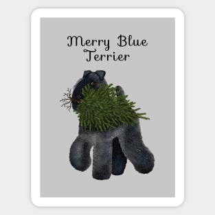 Merry Blue Terrier (Grey Background) Sticker